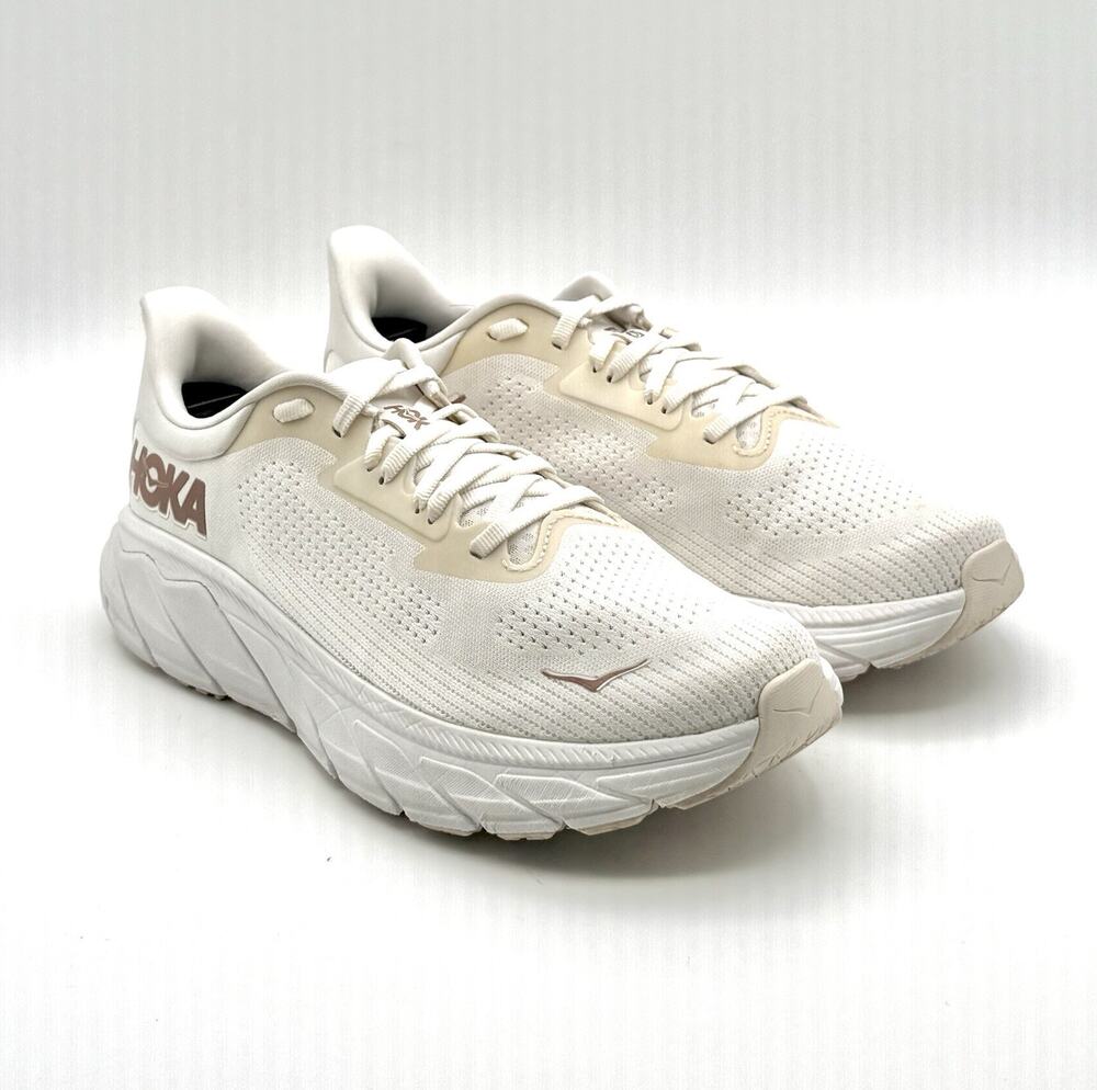 Hoka One One Womens Size 9B ARAHI 7 White Rose Gold Running Sneakers - Pre Owned